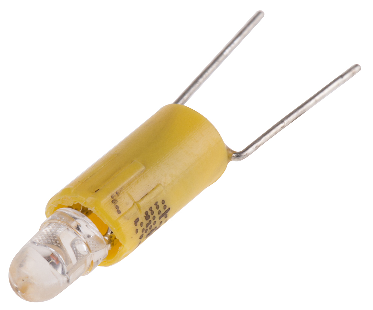 RS PRO Yellow LED Indicator Lamp, 24V ac/dc, bi-pin Base, 4.25mm Diameter, 85mcd