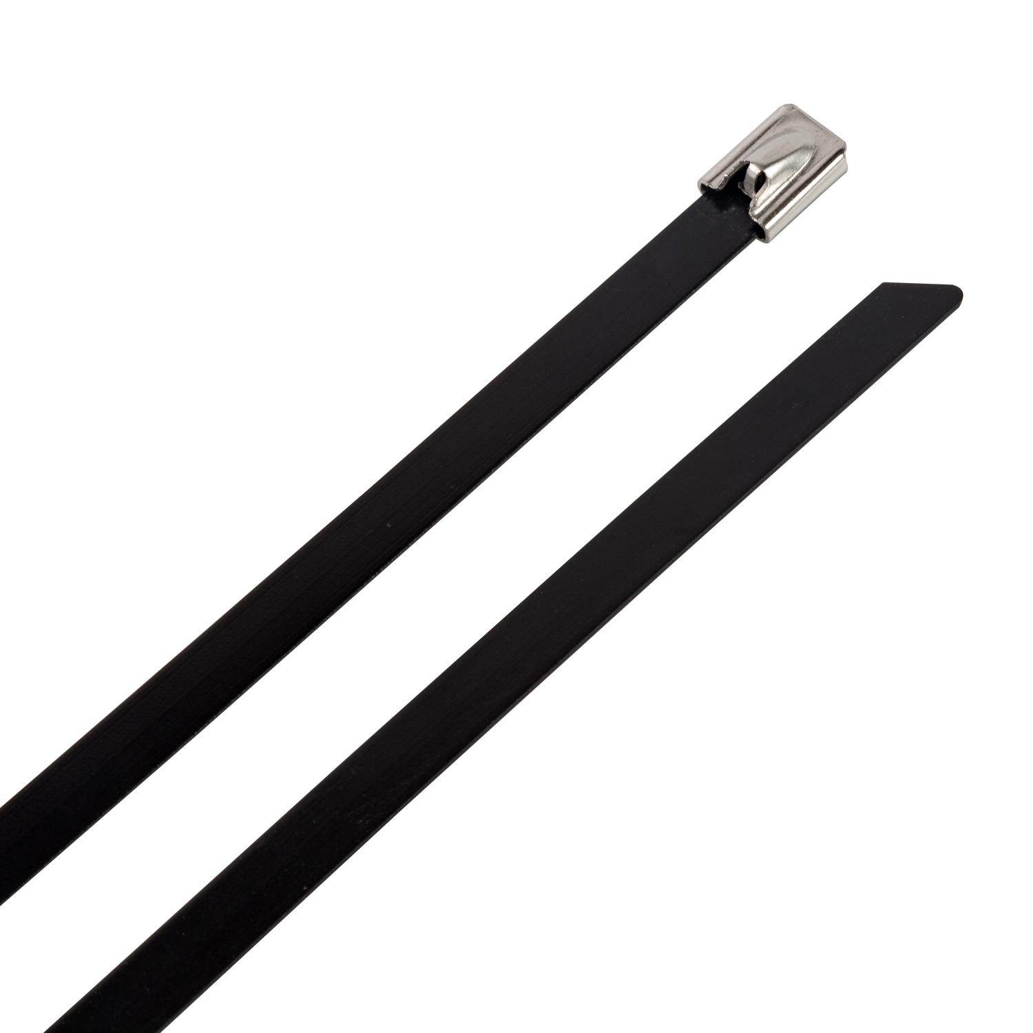 RS PRO Cable Tie, 650mm x 4.6 mm, Black 316 Stainless Steel, Pk-100