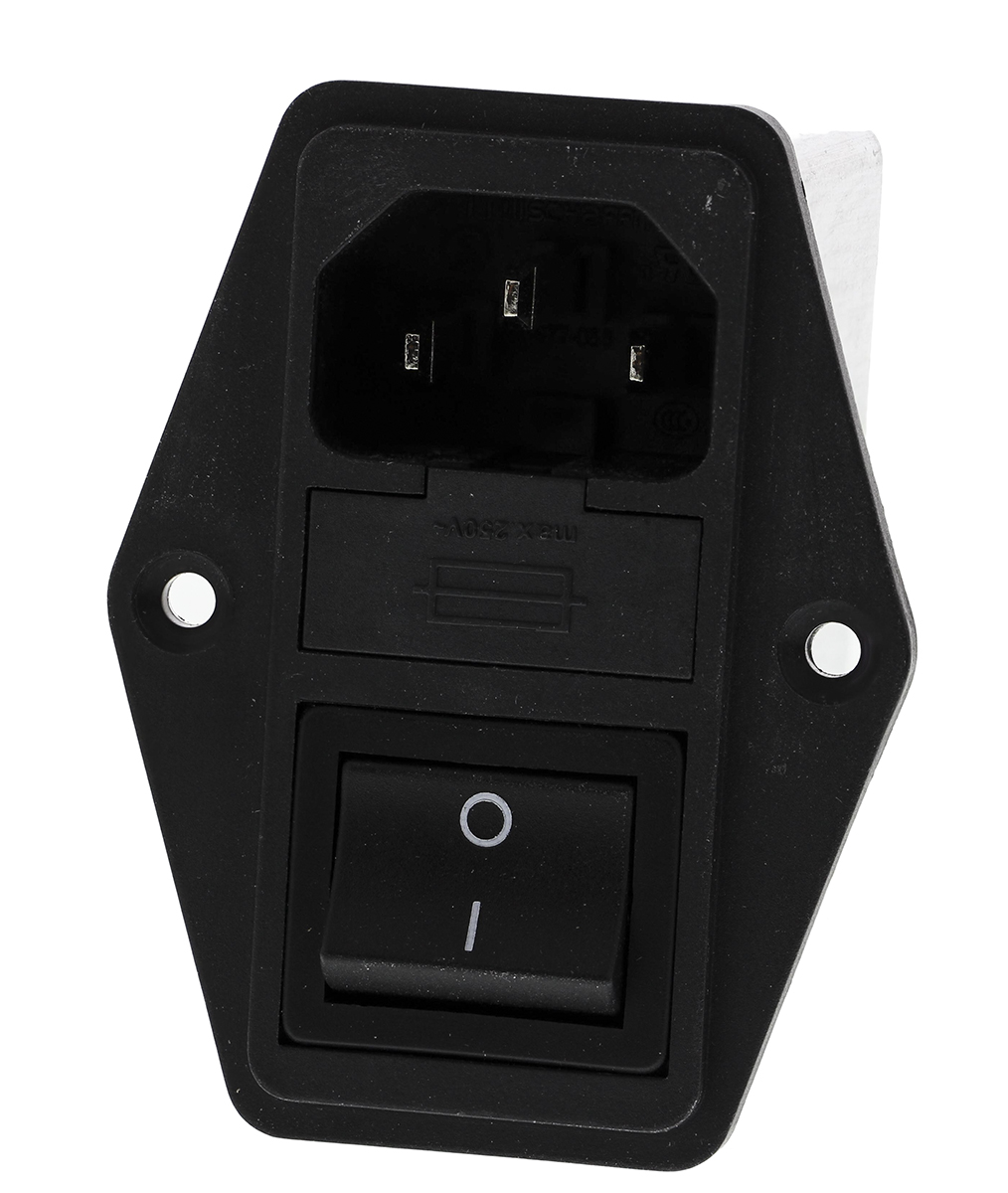 Schaffner 2A, 250 V ac Male Panel Mount IEC Filter 2 Pole FN284-2-06, Faston 2 Fuse