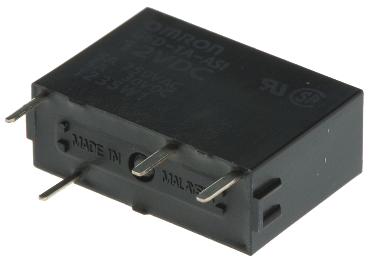 Omron PCB Mount Power Relay, 12V dc Coil, 5A Switching Current, SPST