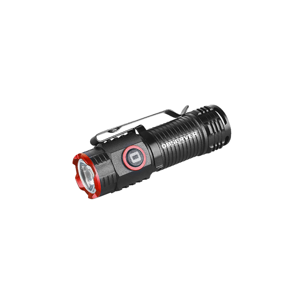 Observer Tools LED - Compact Torch Black/Red - Rechargeable 60, 300, 500, 1000 lm, 73 mm