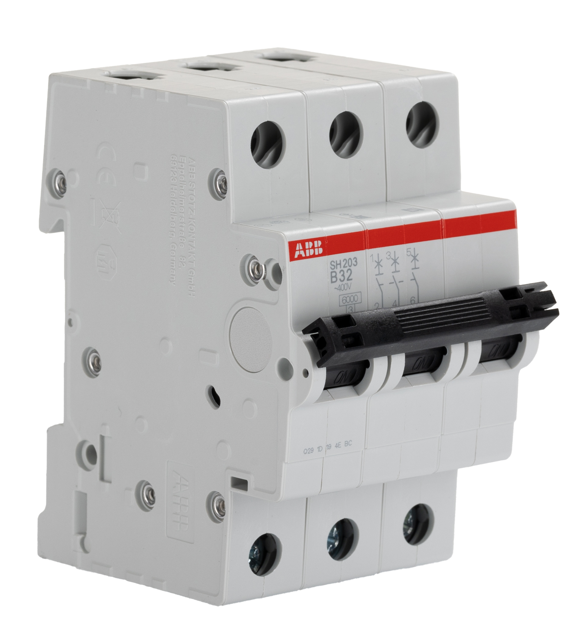 ABB System Pro M Compact S200 MCB, 3P, 1A Curve K, 440V AC, 20 kA Breaking Capacity