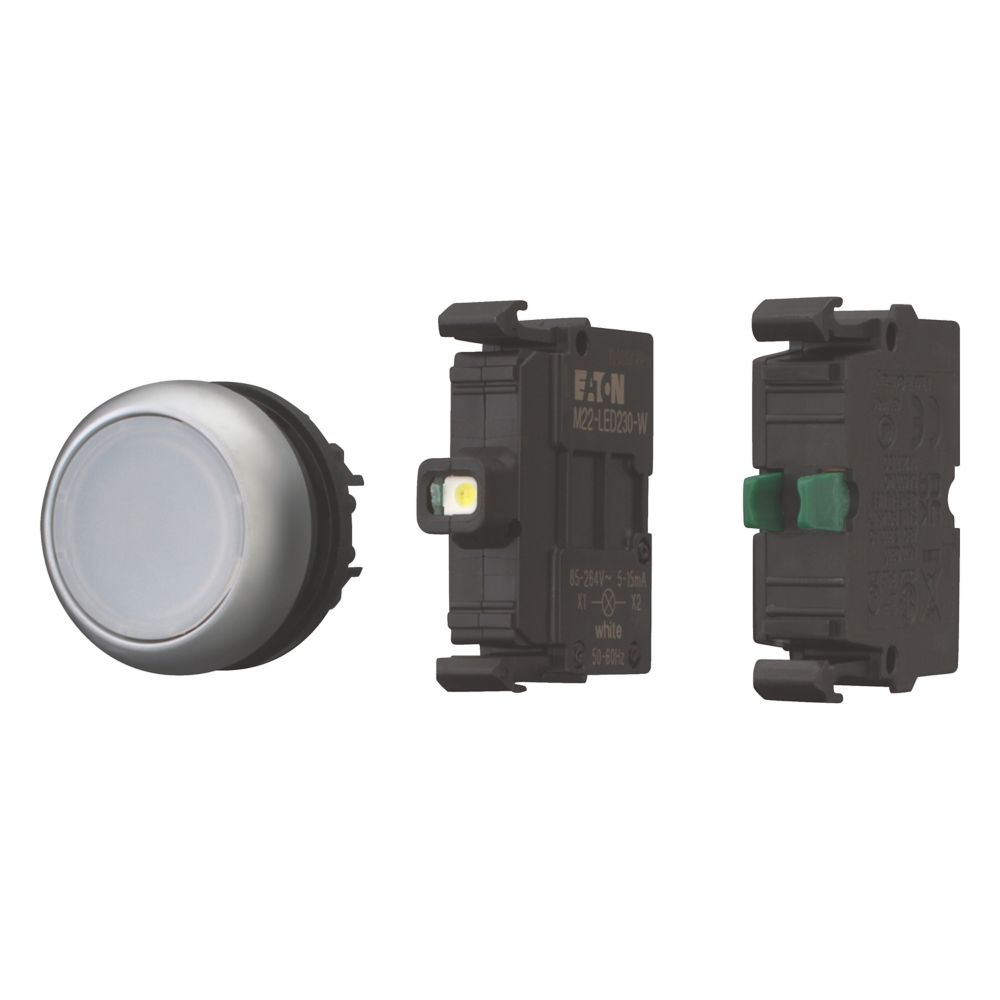 Eaton M22 Series Illuminated Push Button, Momentary, 50mm Cutout, White LED, IP67