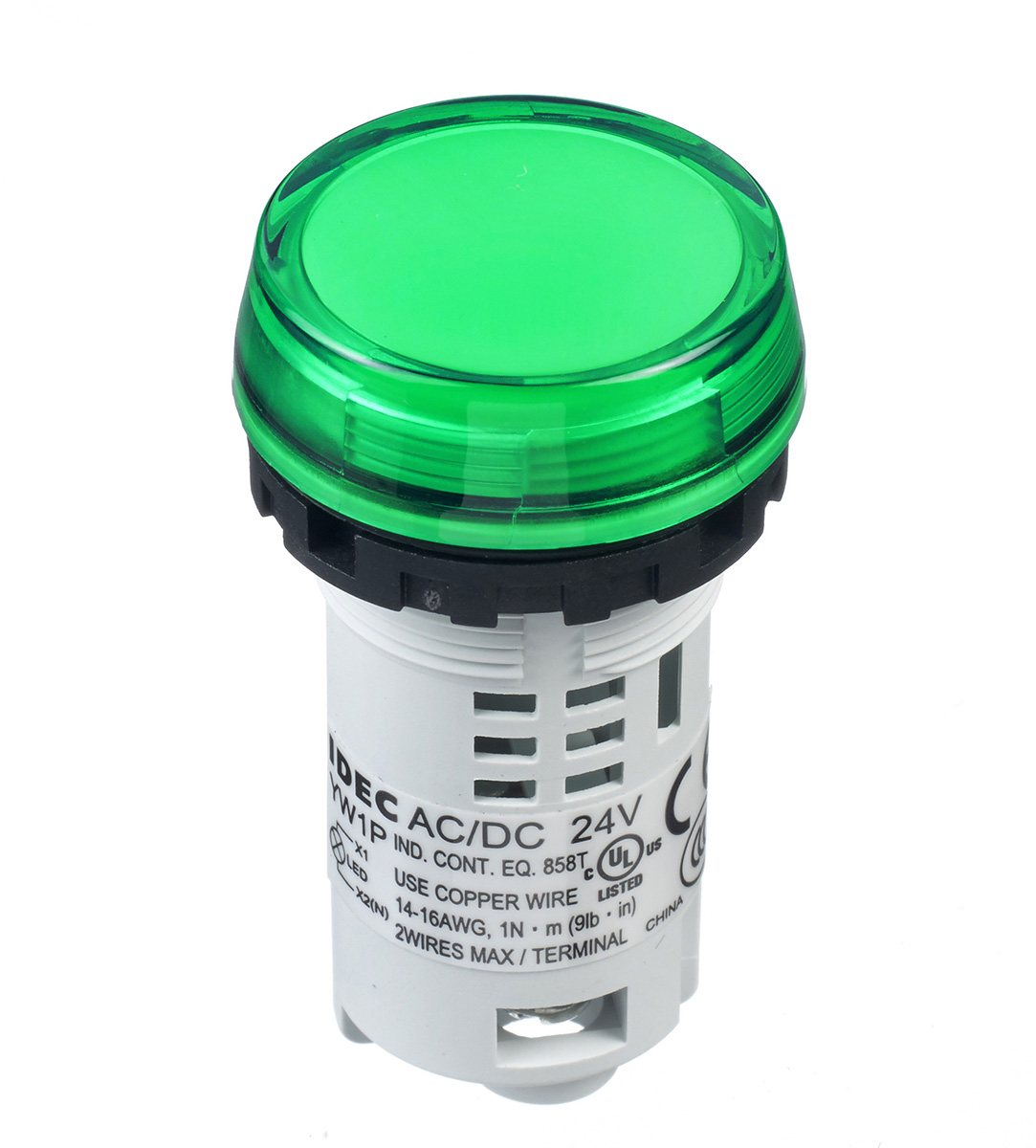 Idec, IDEC YW, Panel Mount Green LED Pilot Light, 22mm Cutout, 24V ac/dc