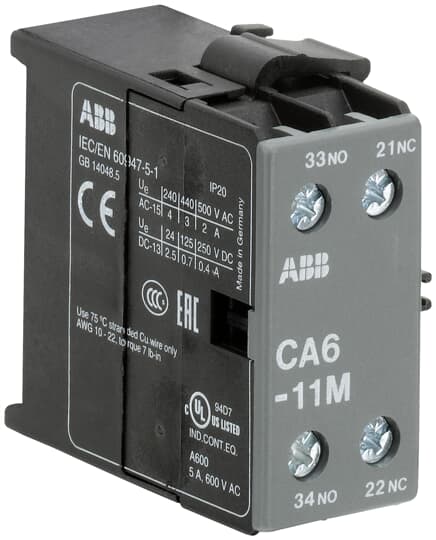 ABB Auxiliary Contact, 2 Contact, Side Mount, CA6 CA6