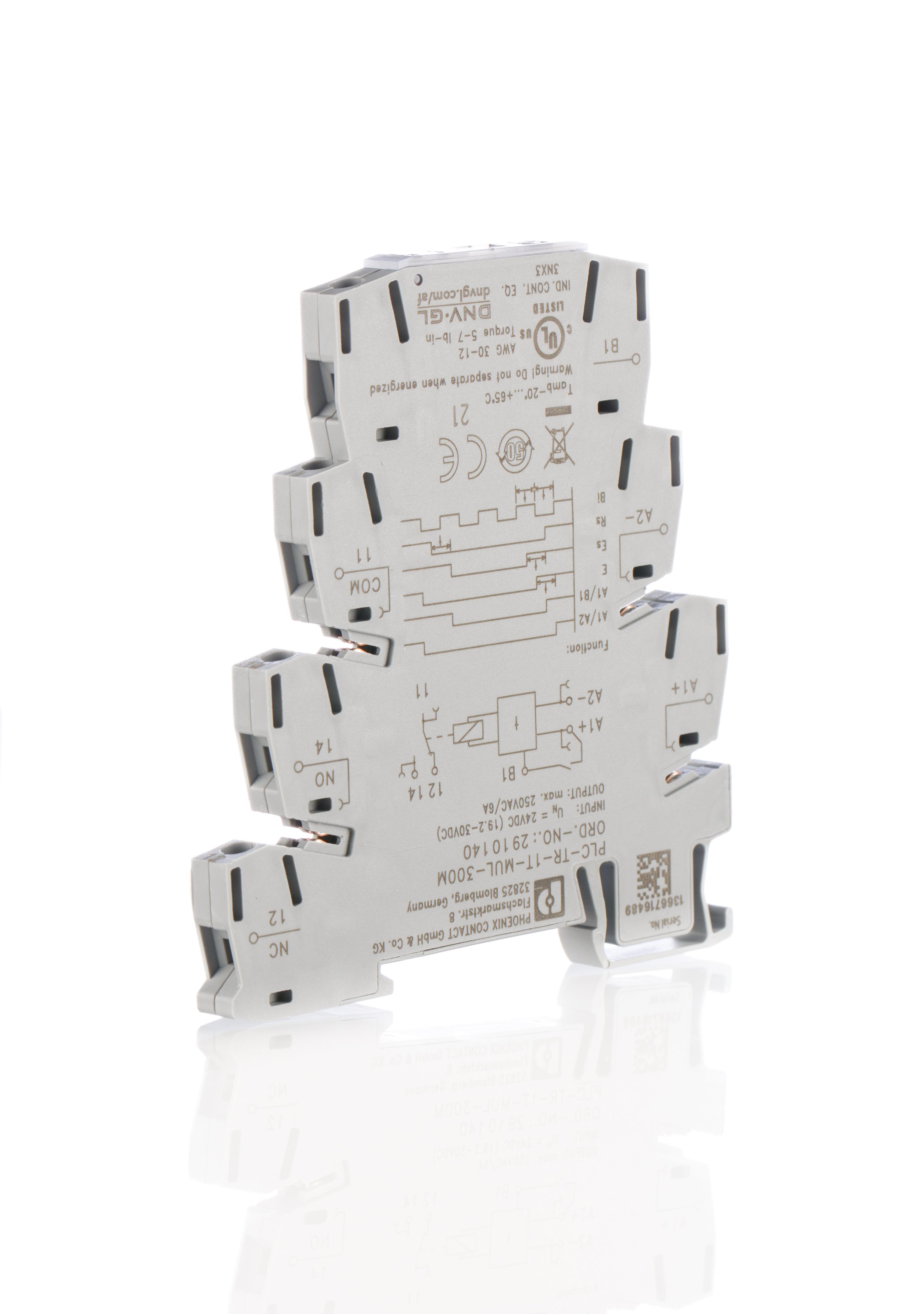 Phoenix Contact PLC-TR-1T-MUL-300M Series DIN Rail Mount Timer Relay, 19.2 → 30V dc, 1-Contact, 0.1 s →