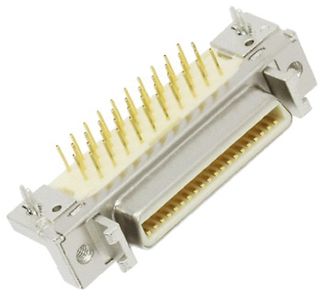 3M MDR 102 40 Way Right Angle Through Hole D-sub Connector Socket, 1.27mm Pitch, with Shroud & Latch Hook