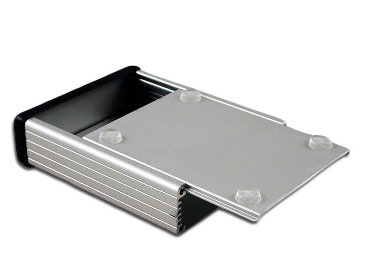 Hammond 1455 Series Silver Aluminium Enclosure, IP54, Black Lid, 160 x 103 x 53mm