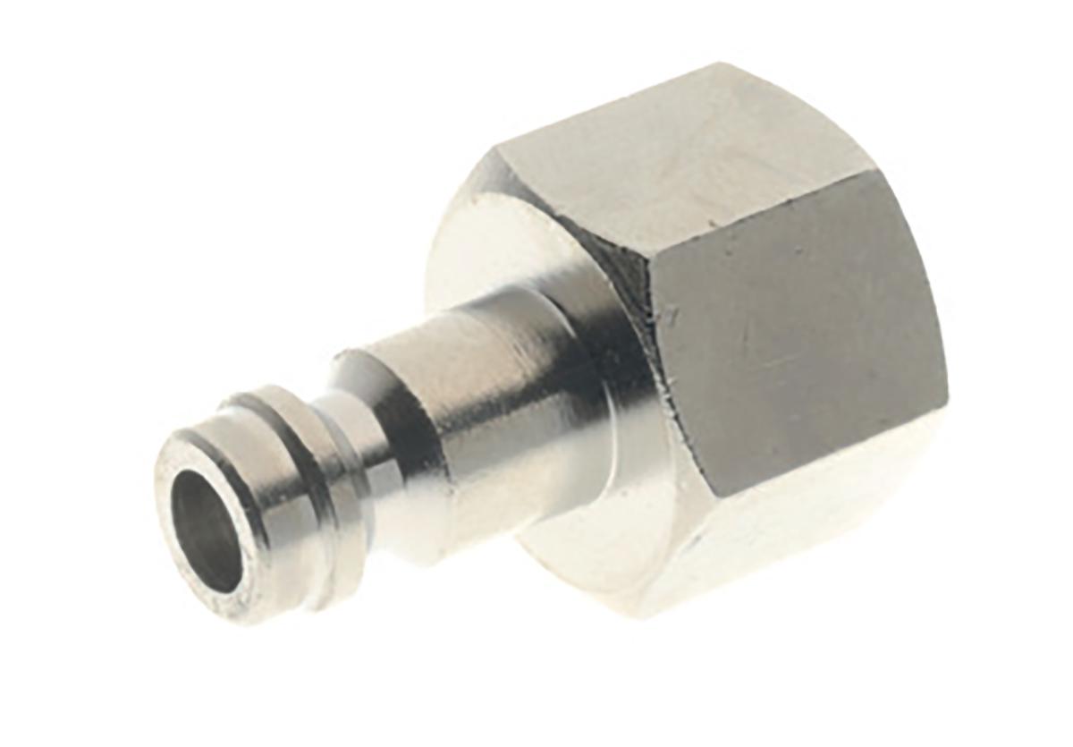 RS PRO Nickel Plated Brass Male Coupler Nipple, G 1/8 Female 1/8in Threaded