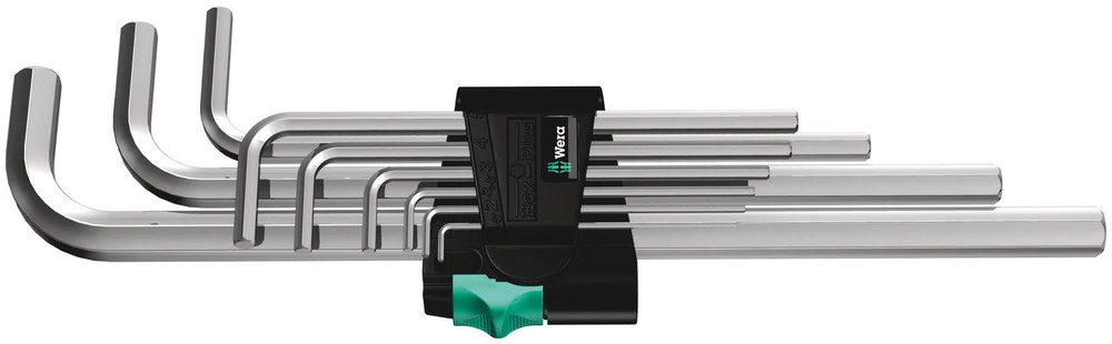 Wera 9 piece L Shape Metric, 1 x 1.5x90 mm, 1 x 2.0x100 mm, 1 x 2.5x112 mm, 1 x 3.0x126 mm, 1 x 4.0x140 mm, 1 x 5.0x160