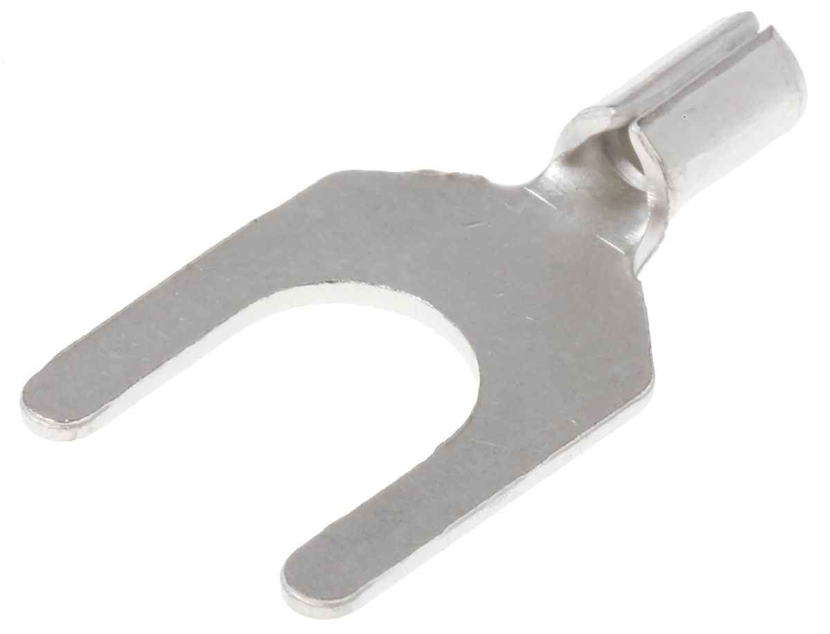 RS PRO Uninsulated Crimp Spade Connector, 0.5mm² to 1.5mm², 22AWG to 16AWG, M6 Stud Size