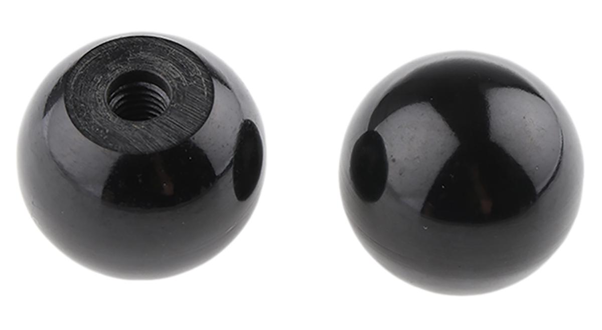 RS PRO Black Ball Clamping Knob, M6, Threaded Hole