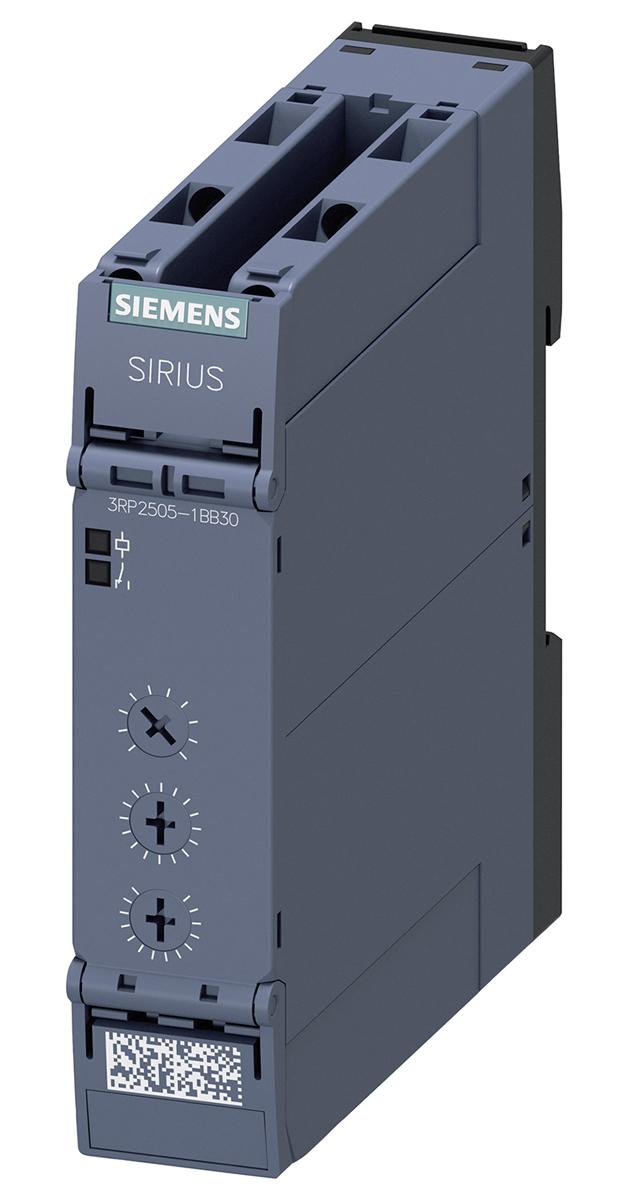 Siemens 3RP25 Series DIN Rail Mount Timer Relay, 24V ac/dc, 2-Contact, 0.05 s → 100h, DPDT