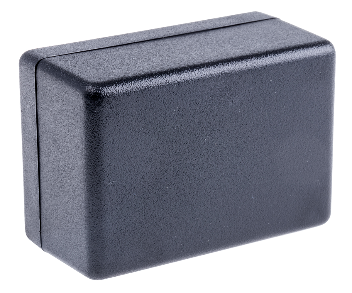 Hammond 1594 Series Black Flame Retardant ABS Enclosure, IP54, Black Lid, 81 x 56 x 28mm
