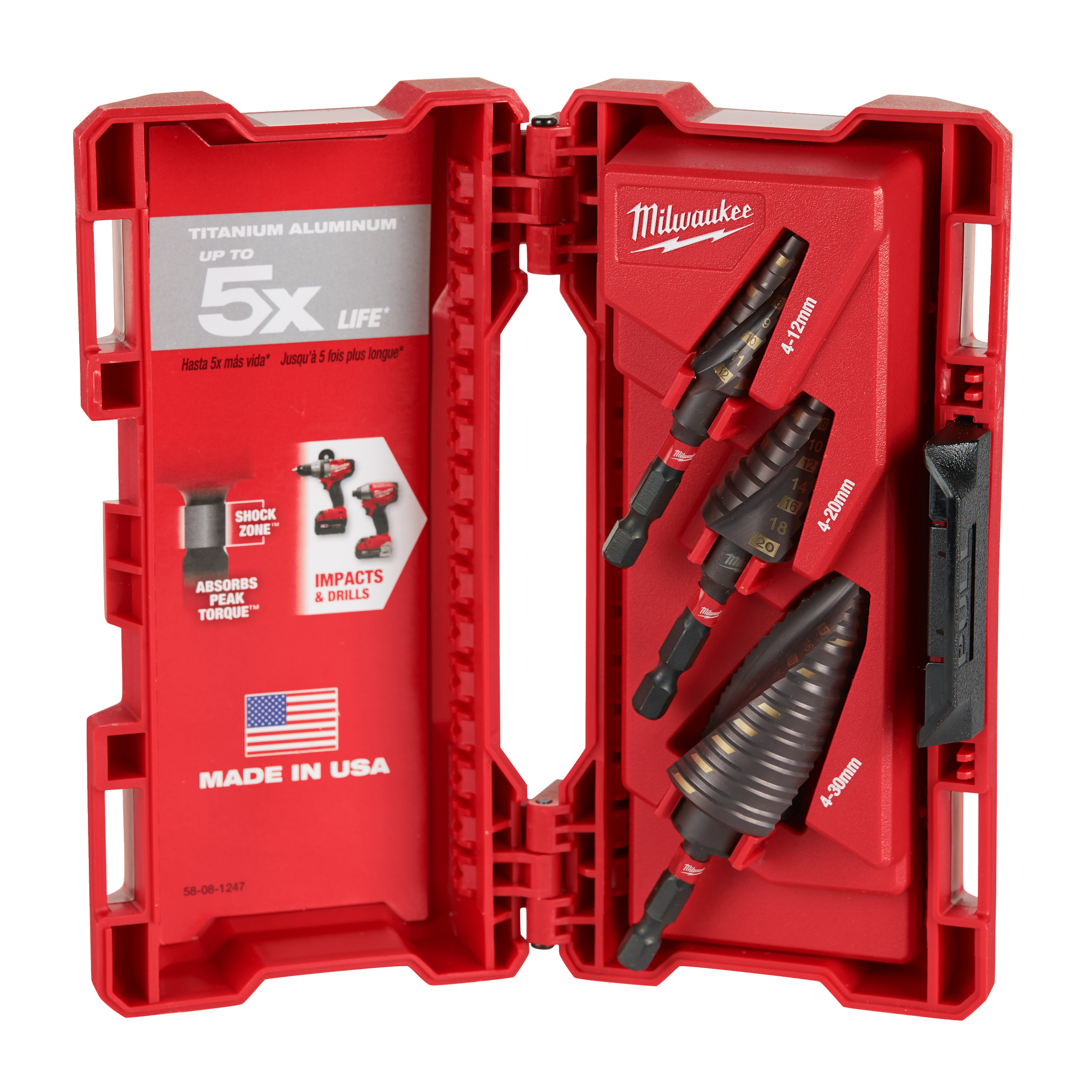 3-Piece Step Drill Bit Set, 30mm Max, 4mm Min