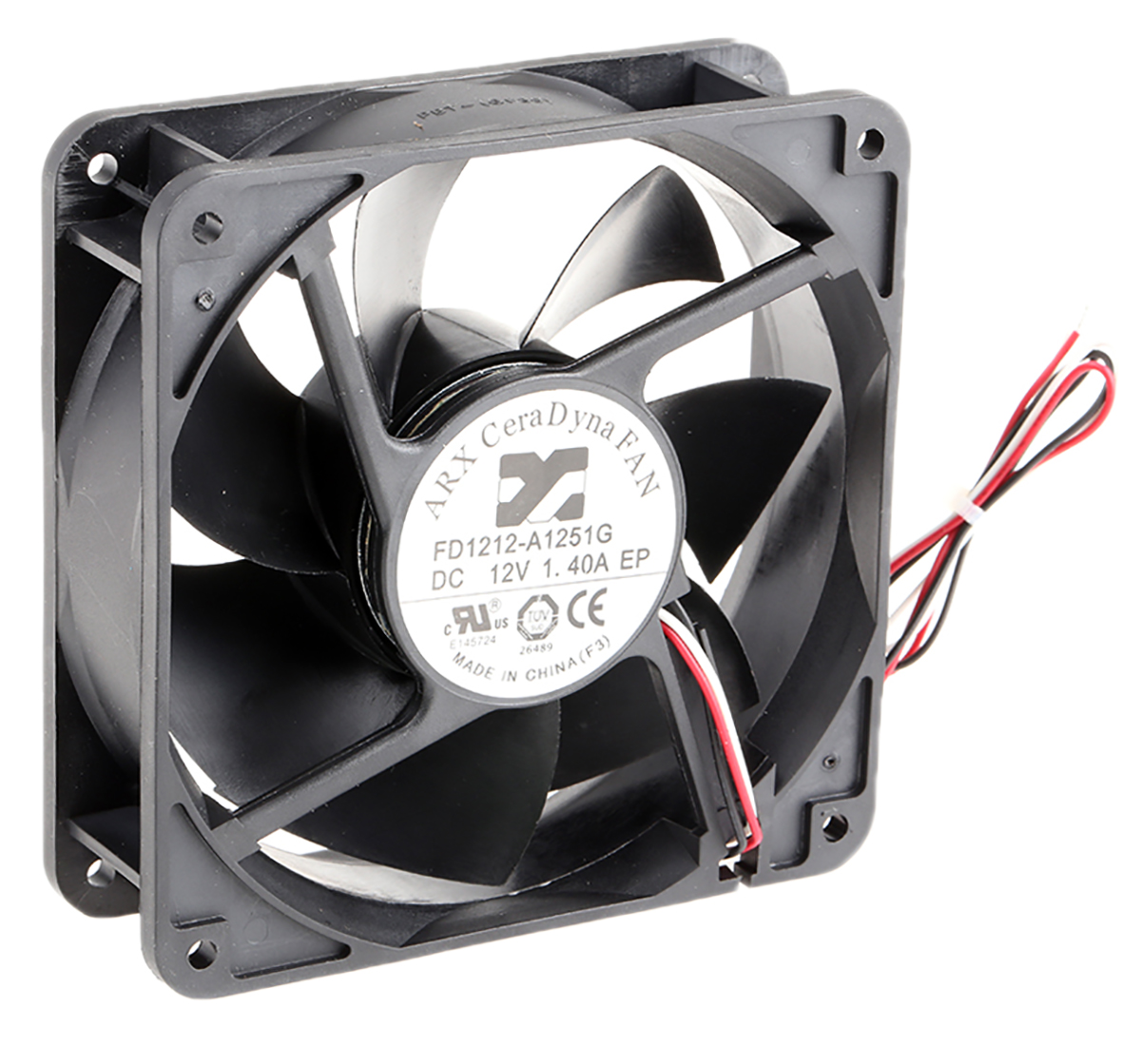 ARX CeraDyna Series Axial Fan, 12 V dc, DC Operation, 291.6m³/h, 14.4W, 1.2A Max, 120 x 120 x 38mm