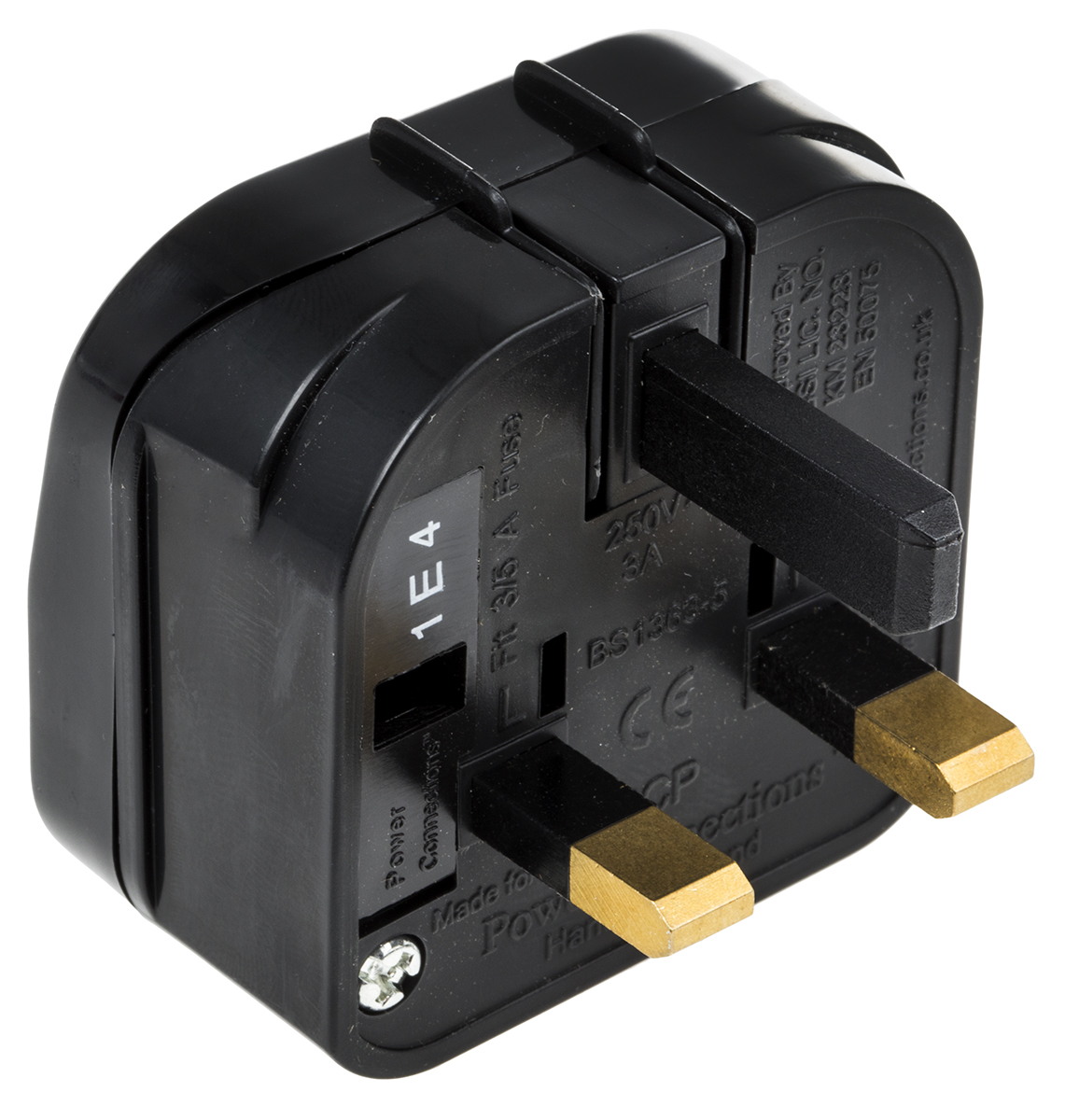 PowerConnections Europe to UK Mains Connector Converter, Rated At 2.5A