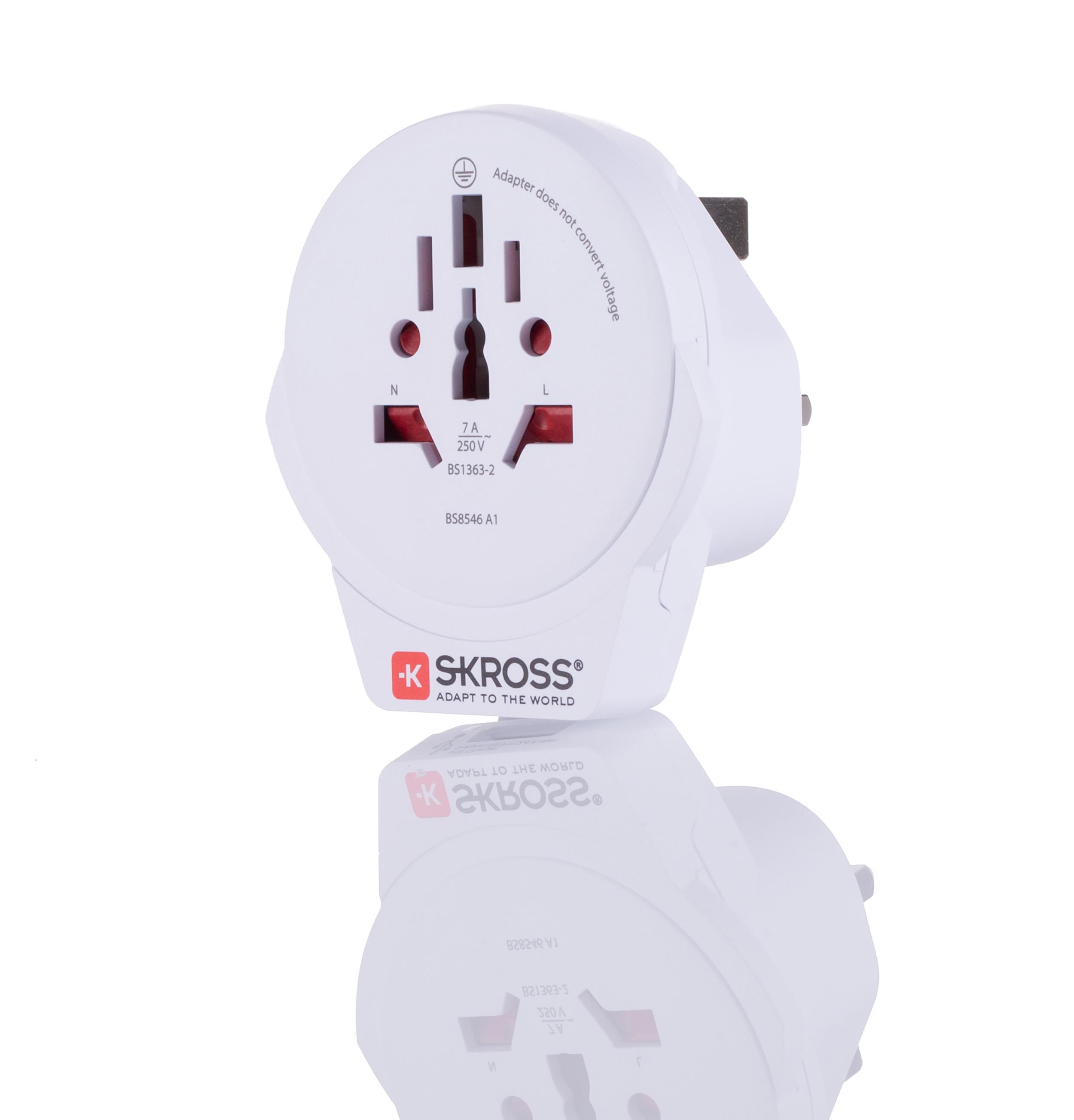 SKROSS Australia, China, Europe, Italy, Japan, Switzerland, UK, USA to UK Travel Adapter, Rated At 7A