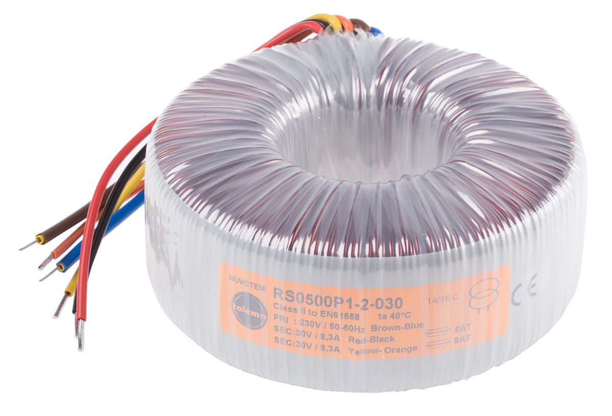 Nuvotem Talema 230V ac, 2 x 30V ac Toroidal Transformer, 500VA 2 Output