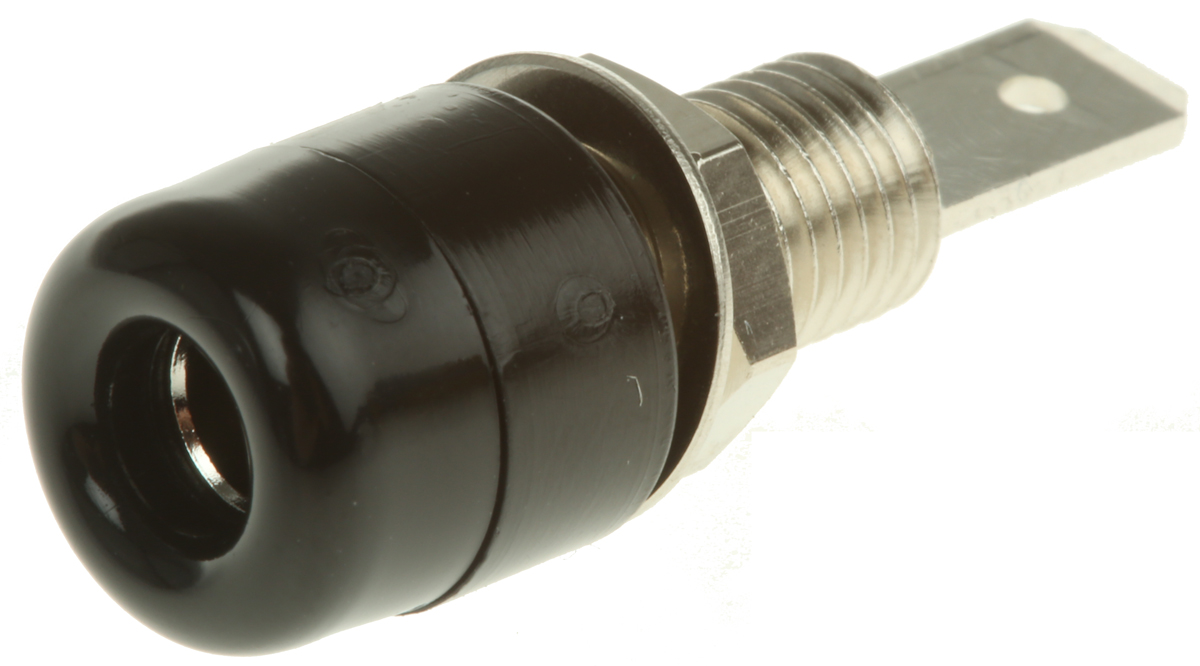 Schutzinger Black Female Banana Socket, 4 mm Connector, Tab Termination, 32A, Nickel Plating