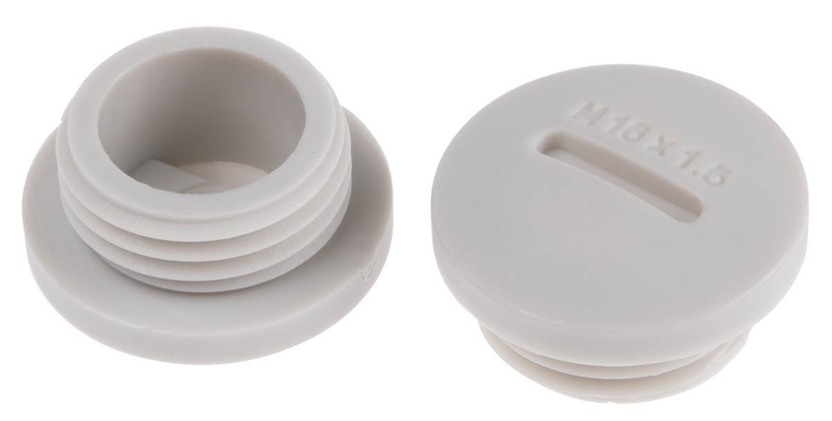 RS PRO Blanking Plug, M16, 15.7mm Hole Diameter, Nylon 66, 20mm Diameter, Threaded