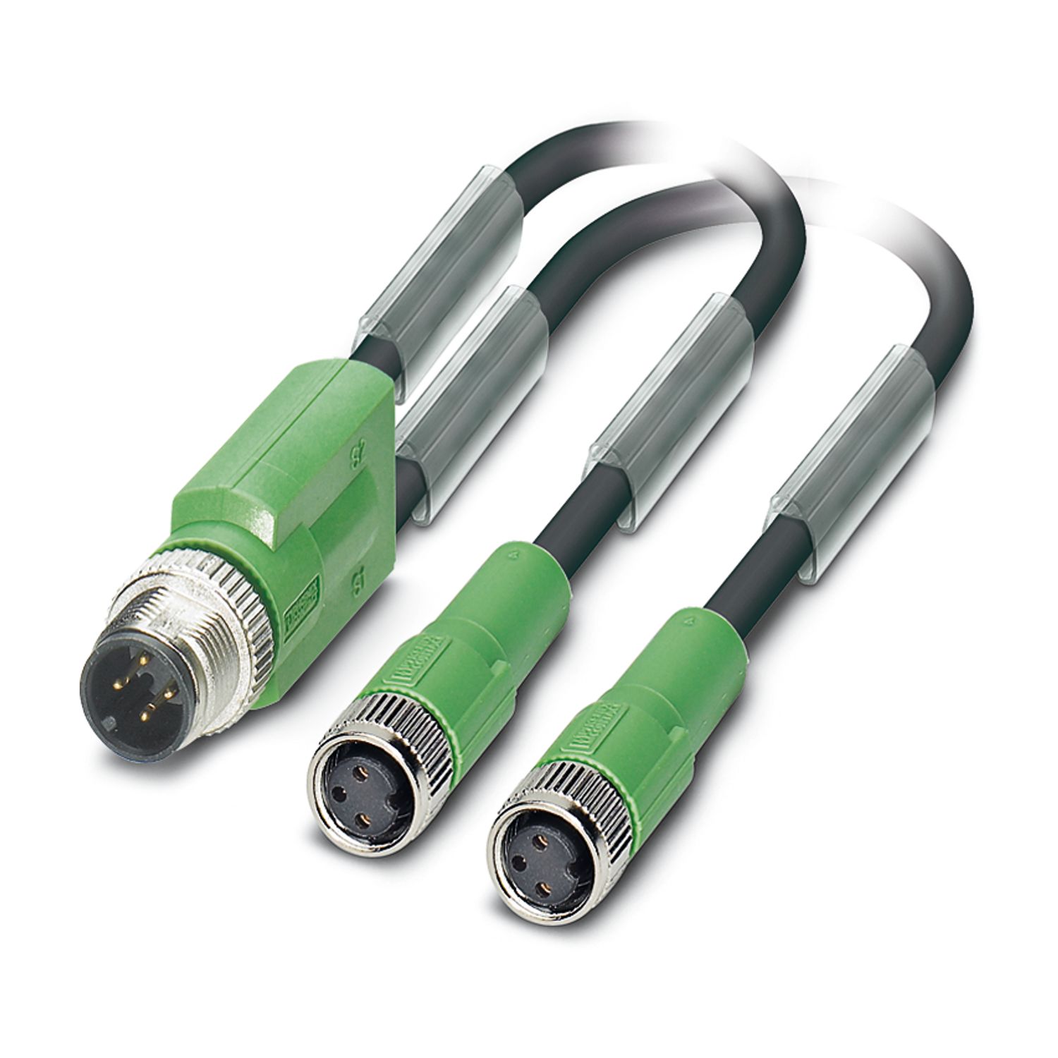 Phoenix Contact Male 3 way Straight Plug M12 to Female 3 way Straight Socket M8 Sensor Actuator Cable, 3 m