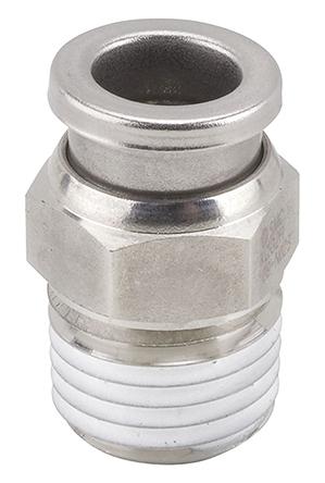 SMC KQG2 Series Straight Threaded Adaptor, NPT 1/4 Male to Push In 3/8 in, Threaded-to-Tube Connection Style