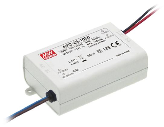 MEAN WELL LED Driver, 9 → 24V Output, 25.2W Output, 1.05A Output, Constant Current