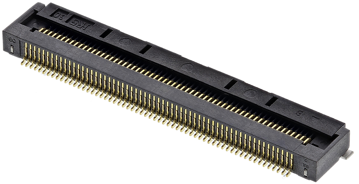 Hirose, FH28 0.5mm Pitch 60 Way Right Angle Female FPC Connector, ZIF Bottom Contact