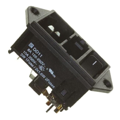 Schurter 10A, 250 V Male Panel Mount IEC Connector 2 Pole DD11.0121.1110, Quick Connect 2 Fuse