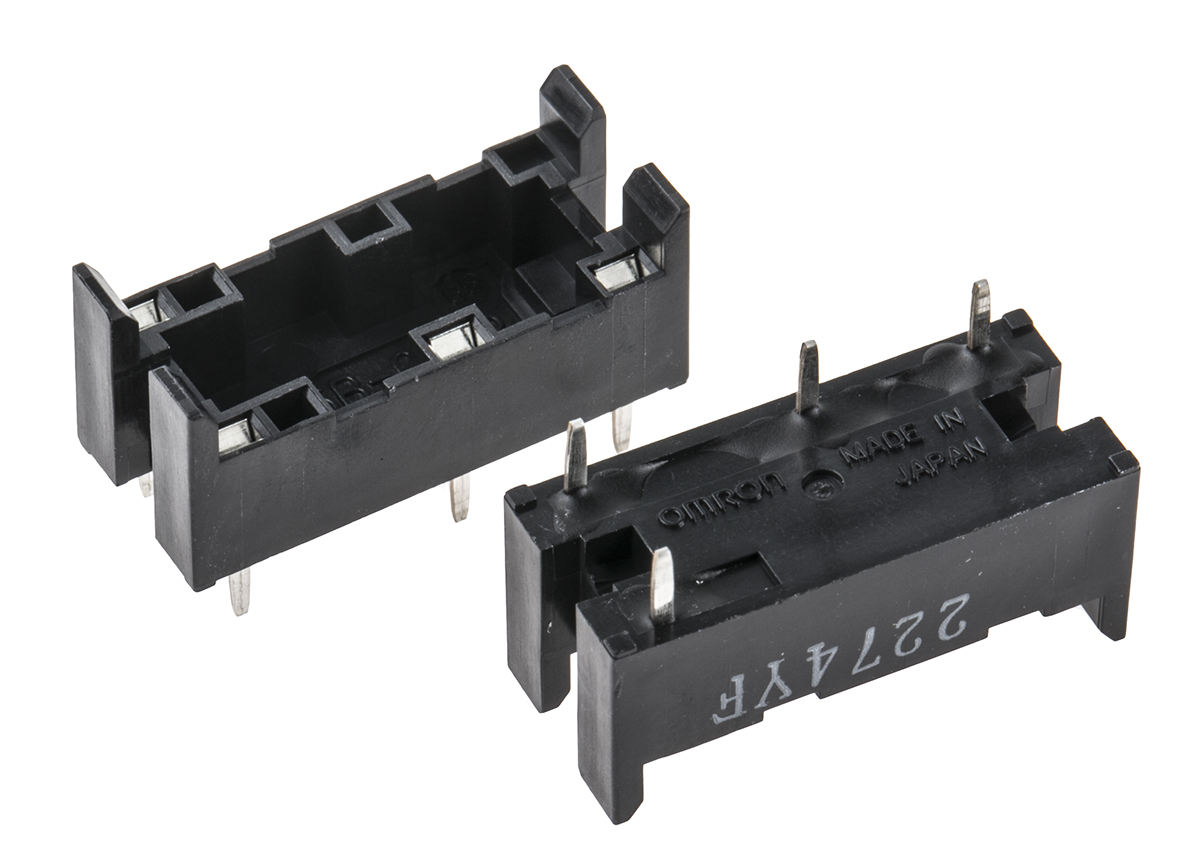 Omron G6B 4 Pin 380V ac DIN Rail Relay Socket, for use with G6B(U)-1114P-US-P6B, G6B-1174P-US-P6B