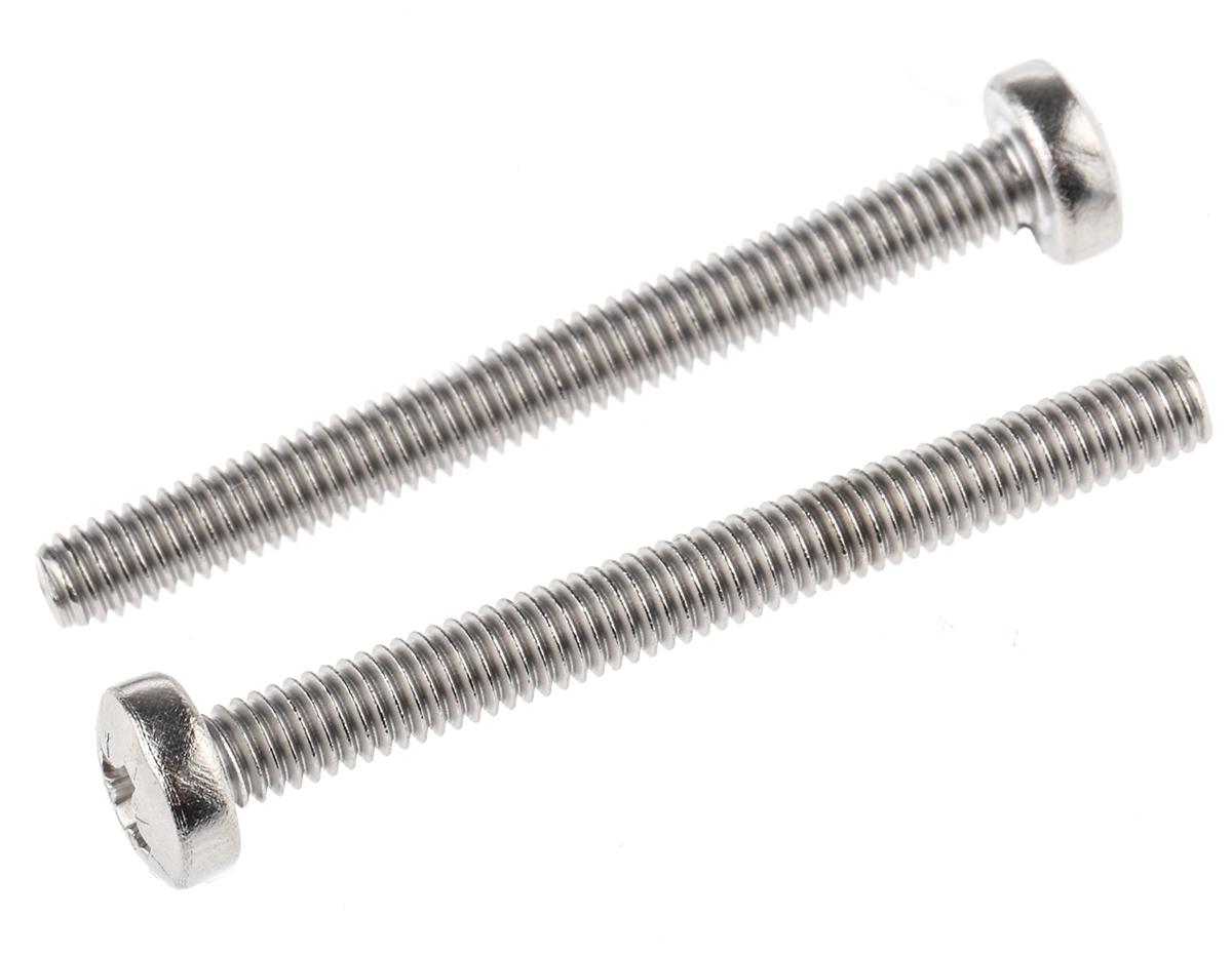 RS PRO Pozi M4 Pan A2 304 Stainless Steel Machine Screws DIN 7985 x 40.0mm