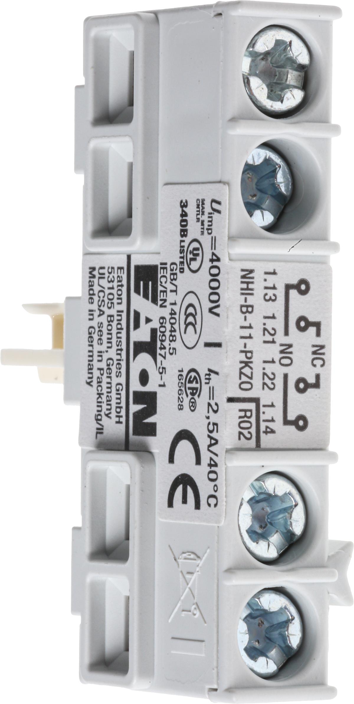 Eaton Auxiliary Contact, 2 Contact, 1NC + 1NO, Front Mount