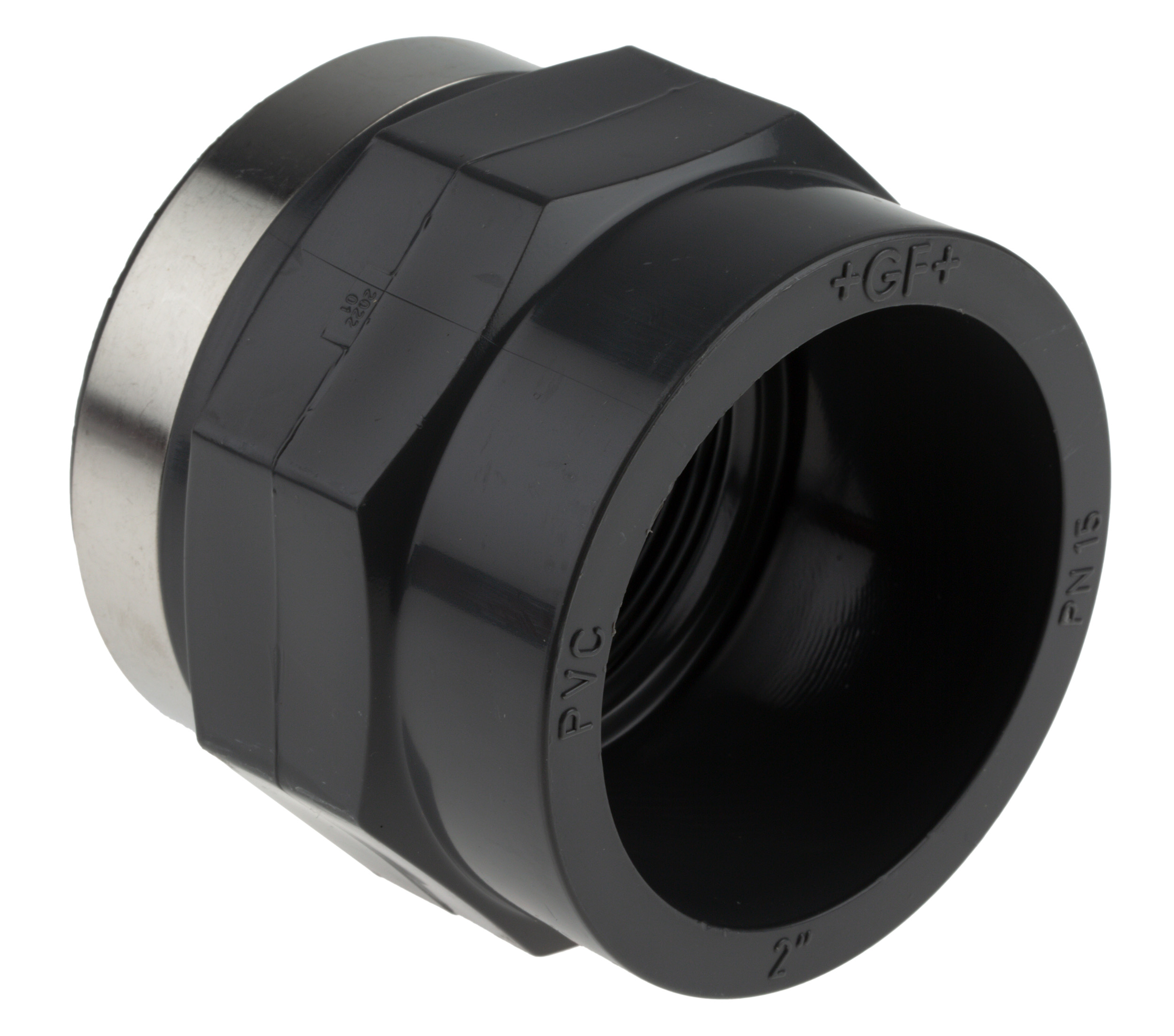 Georg Fischer Plastic Pipe Fitting, Straight Threaded Socket, Rp 2in to Cement 2in