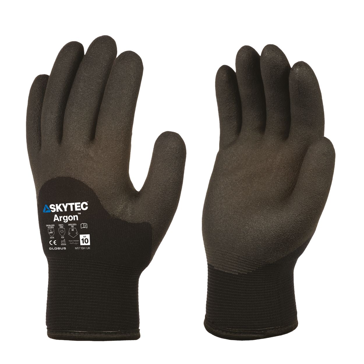Skytec Argon Black 13 Gauge Nylon Liner, Soft Thermal Lining Nylon Work Gloves, Size 9/L, Polyvinyl Chloride Coating