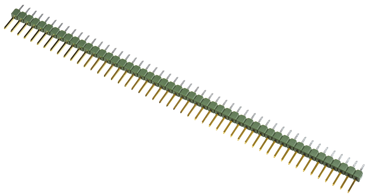 TE Connectivity AMPMODU MOD II Series Straight Through Hole Pin Header, 50 Contact(s), 2.54 mm Pitch, 1 Row, Unshrouded