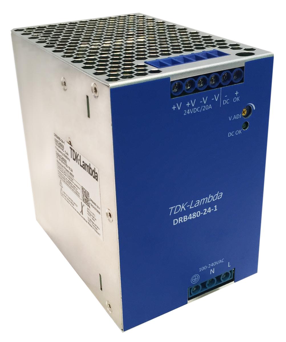 TDK-Lambda DRB480 Switched Mode DIN Rail Power Supply, 90 → 264V ac ac Input, 24V dc dc Output, 20A Output, 480W