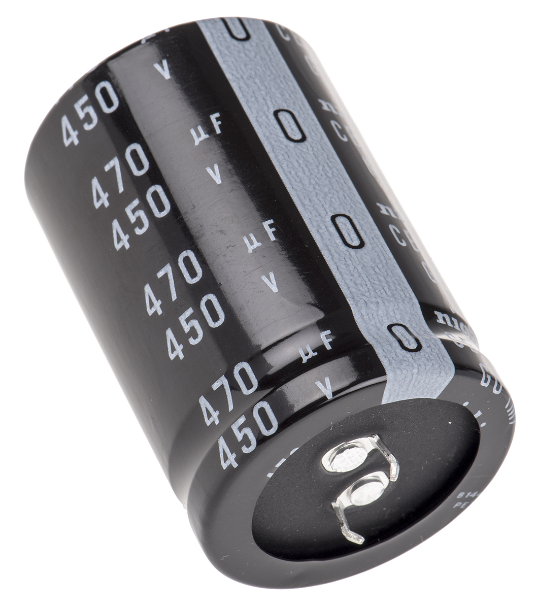 Nichicon 470μF Aluminium Electrolytic Capacitor 450V dc, Snap-In - LGU2W471MELC