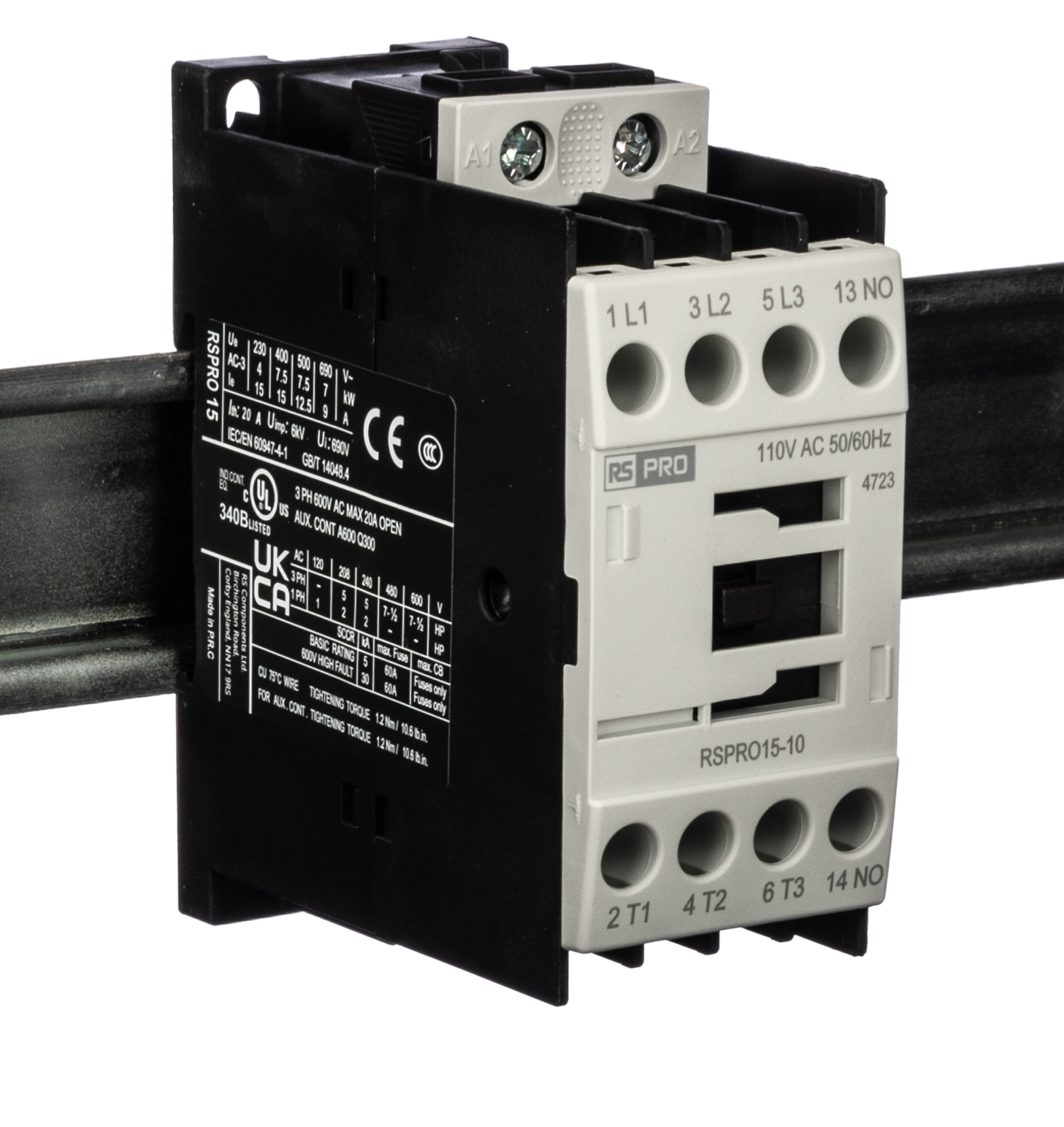 RS PRO Contactor, 110 V ac Coil, 3-Pole, 15 A, 7.5 kW 24 V, 1 NO, 690V