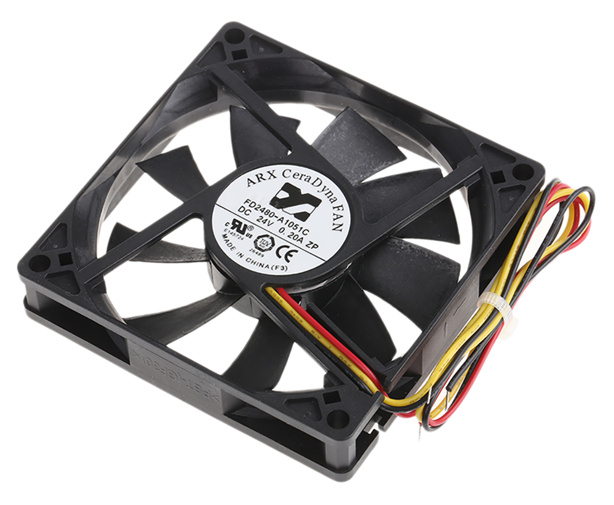 ARX CeraDyna Series Axial Fan, 24 V dc, DC Operation, 61m³/h, 3.84W, 160mA Max, 80 x 80 x 15mm