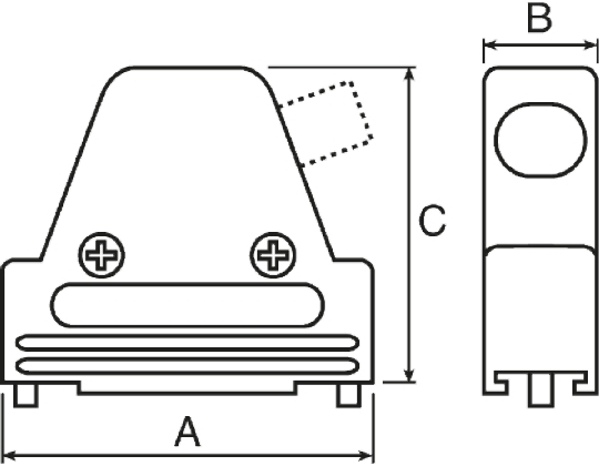 MH Connectors MHDVSL Series Zinc Angled D Sub Backshell, 9 Way, Strain Relief