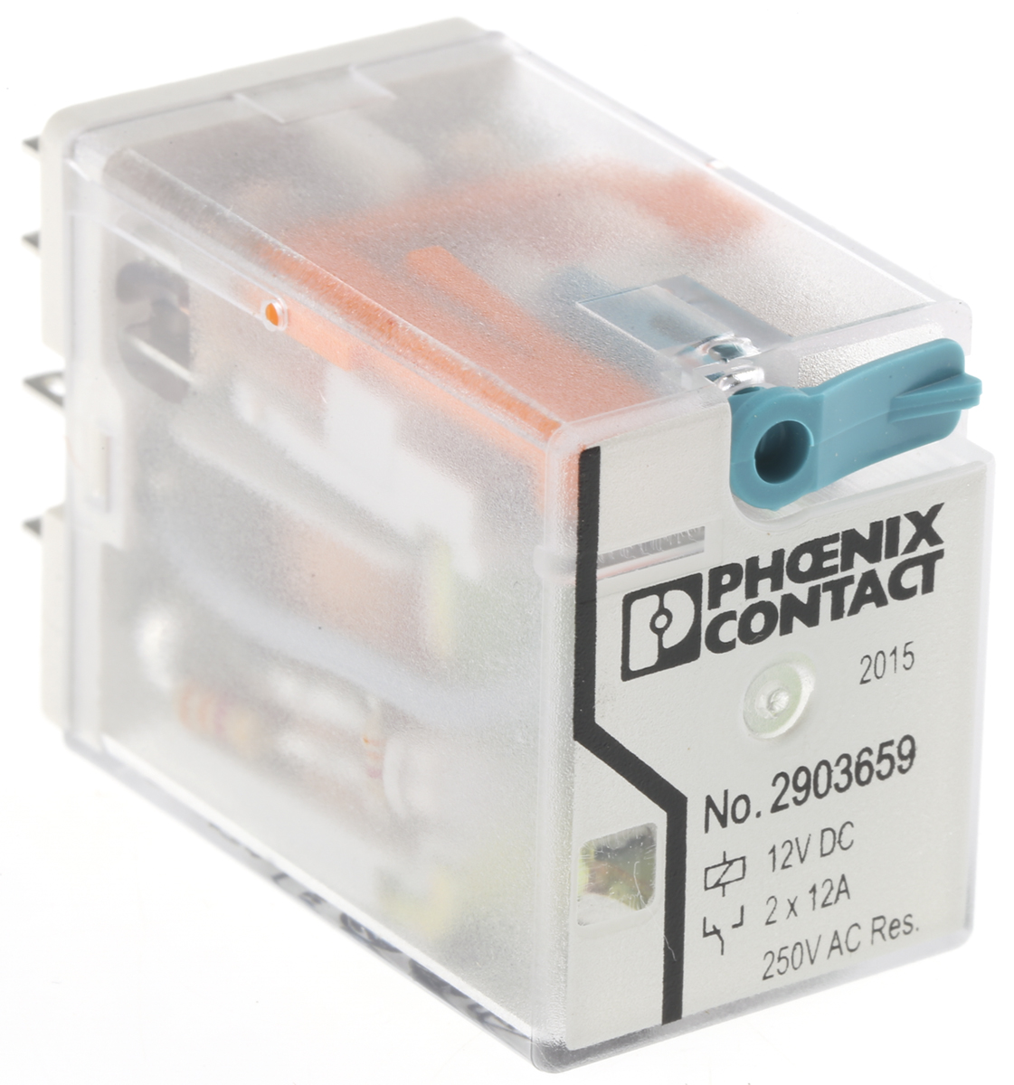 Phoenix Contact PCB Mount Power Relay, 12V dc Coil, 12A Switching Current, DPDT