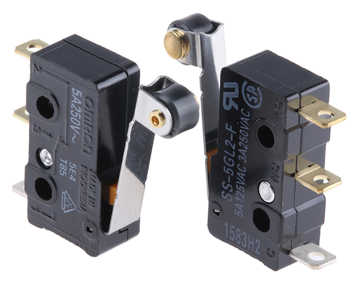 Omron Roller Lever Micro Switch, Solder Terminal, 5 A @ 125 V ac, SPDT, IP40