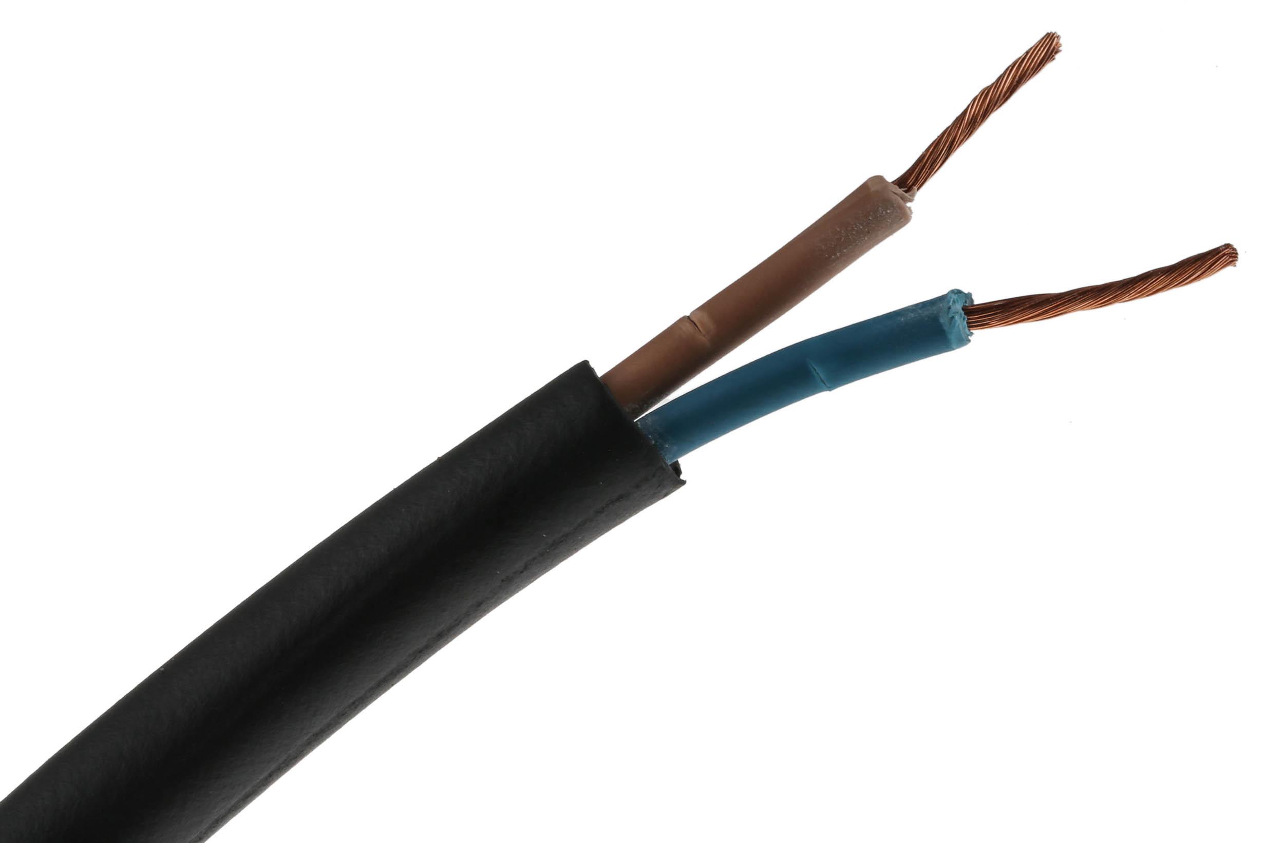 RS PRO 1 mm² 2 Core Power Cable, H07RN-F, Black CPE, 100m