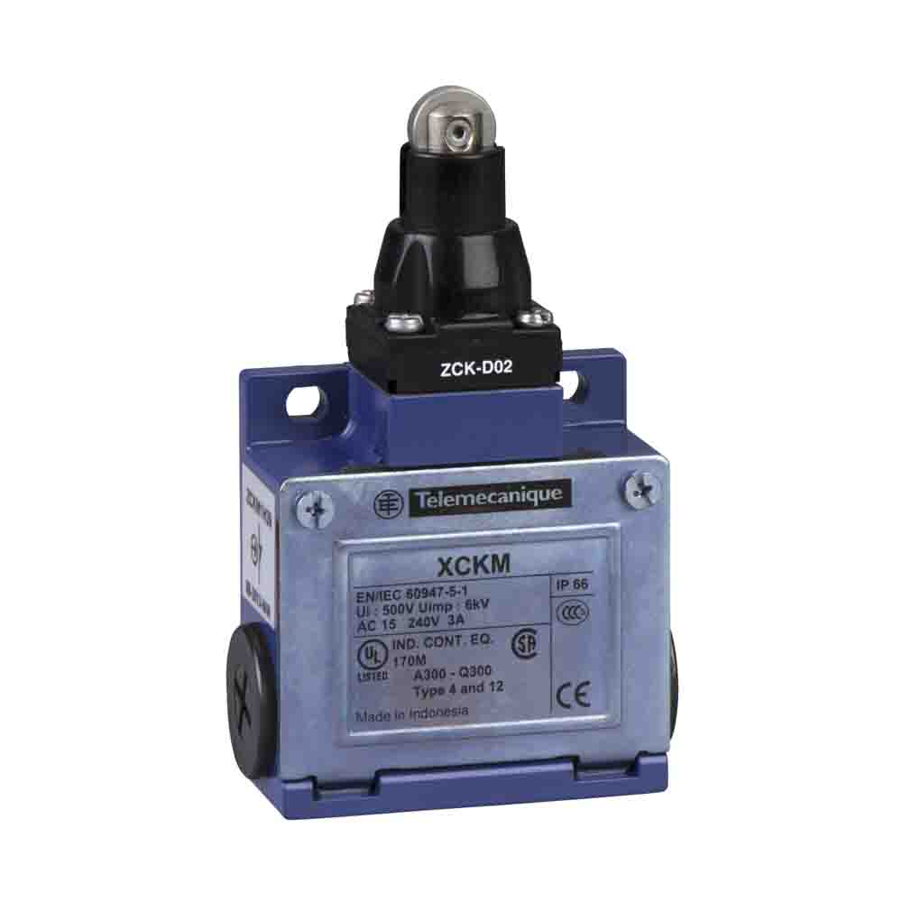 Telemecanique Sensors XCKM Series Roller Plunger Limit Switch, 1NC/1NO, IP66, DP, Zinc Alloy Housing, 500V ac Max, 10A