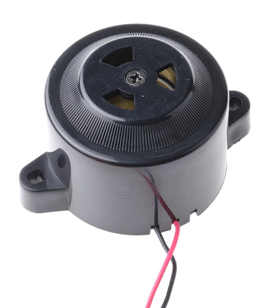 RS PRO 100dB Panel Mount High & Low Internal Piezo Buzzer, 50 (Dia.) x 37.5mm, 3V dc Min, 16V dc Max