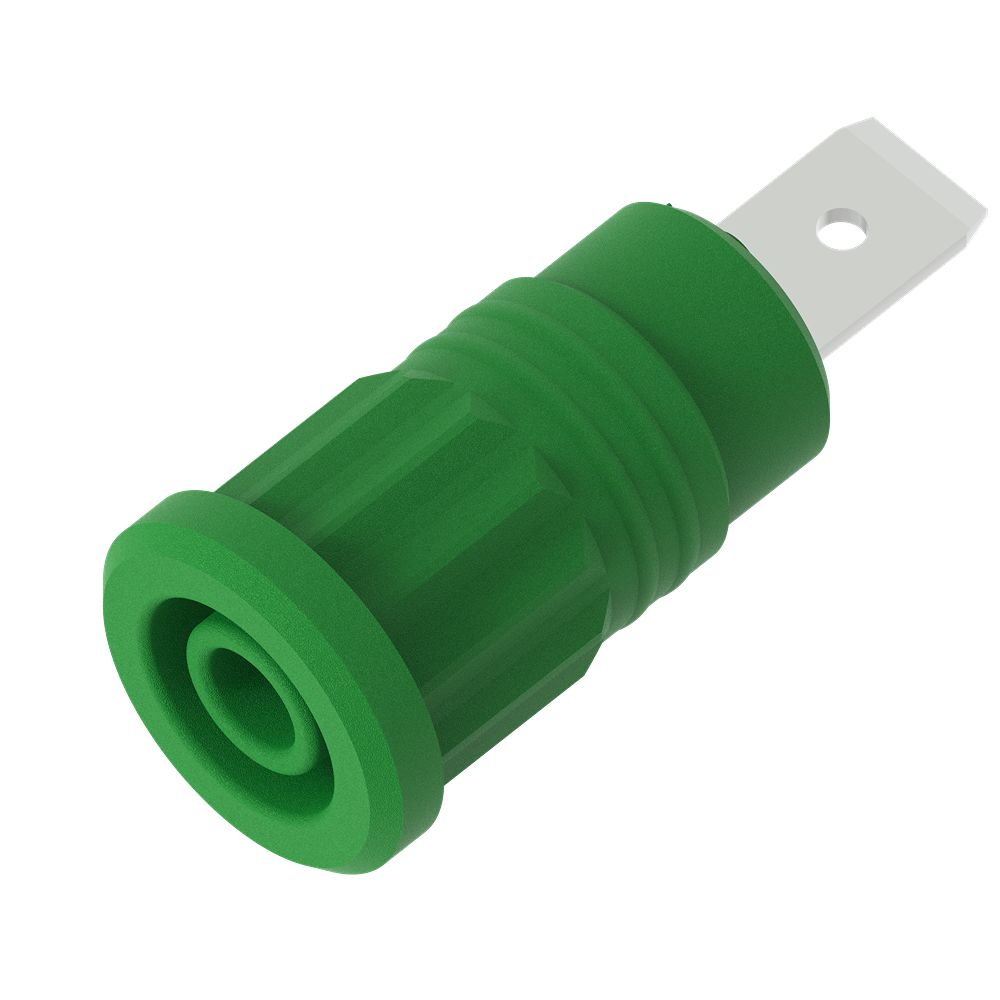 Electro PJP Green Female Banana Socket, 4 mm Connector, Press Fit Termination, 36A, 1kV, Nickel Plating