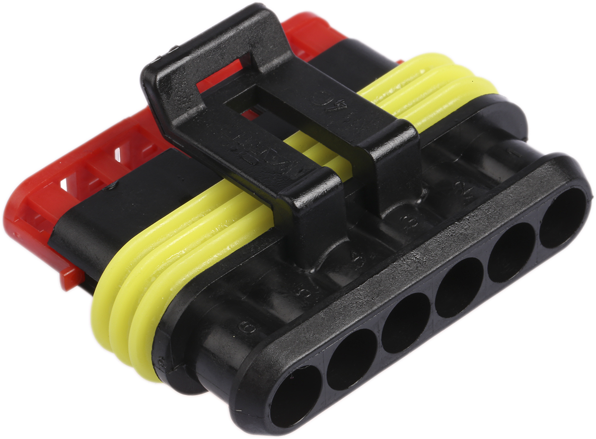 TE Connectivity, AMP Superseal 1.5 Connector Housing Socket Cable Mount 6 Way 282090-1