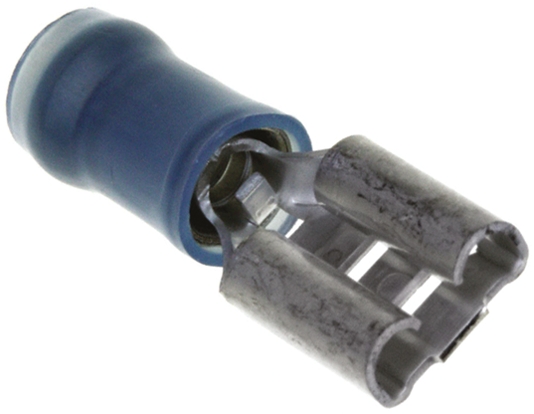 TE Connectivity PIDG FASTON .250 Blue Insulated Female Spade Connector, Receptacle, 6.35 x 0.81mm Tab Size, 1.3mm² to