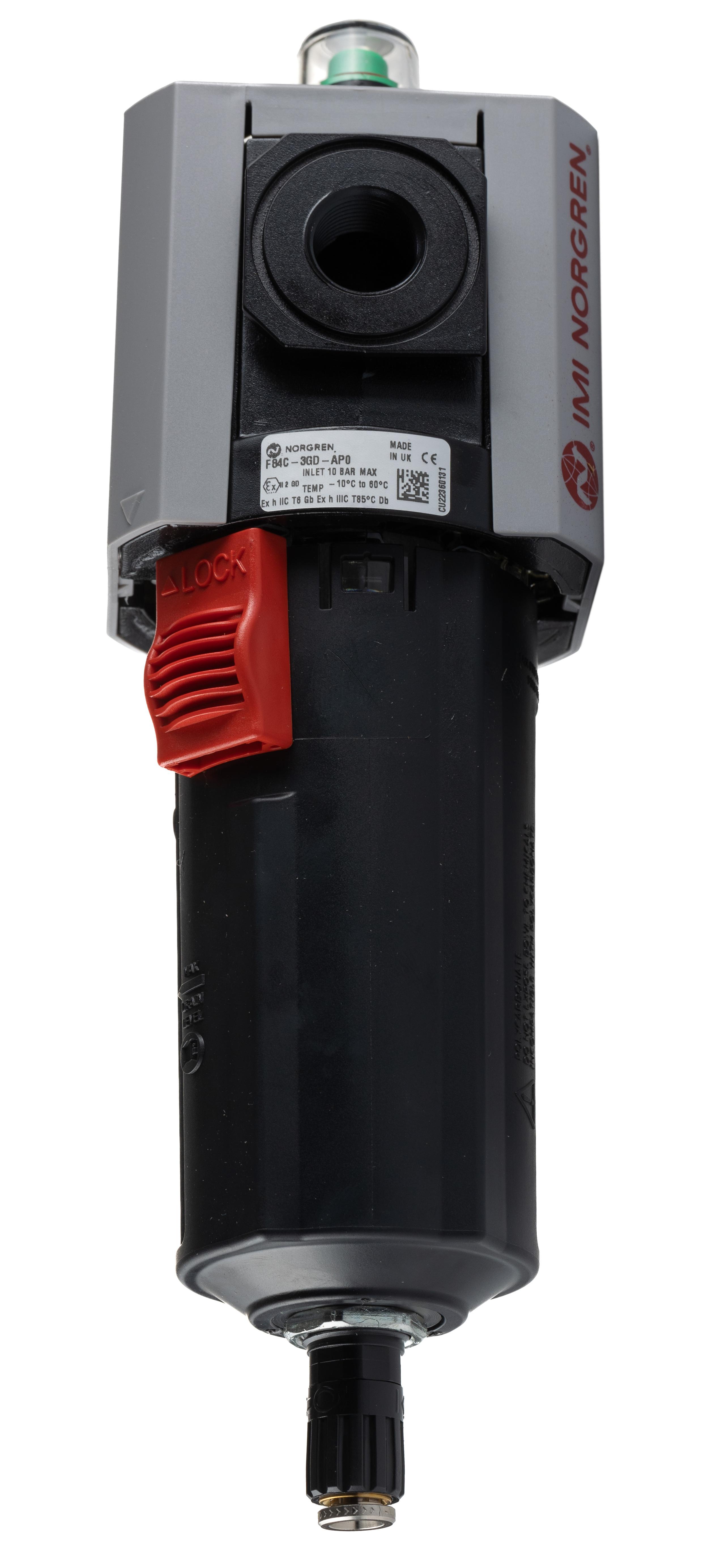 Norgren Excelon Plus series 0.01μm G 3/8 0.3bar to 10 bar Pneumatic Filter 1500L/min max with Automatic drain